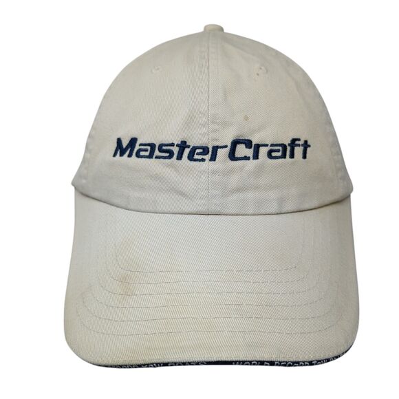 Master Craft Slideback Hat Tan One Size Adjustable Embroidered 6 Panel Cotton - Picture 1 of 8